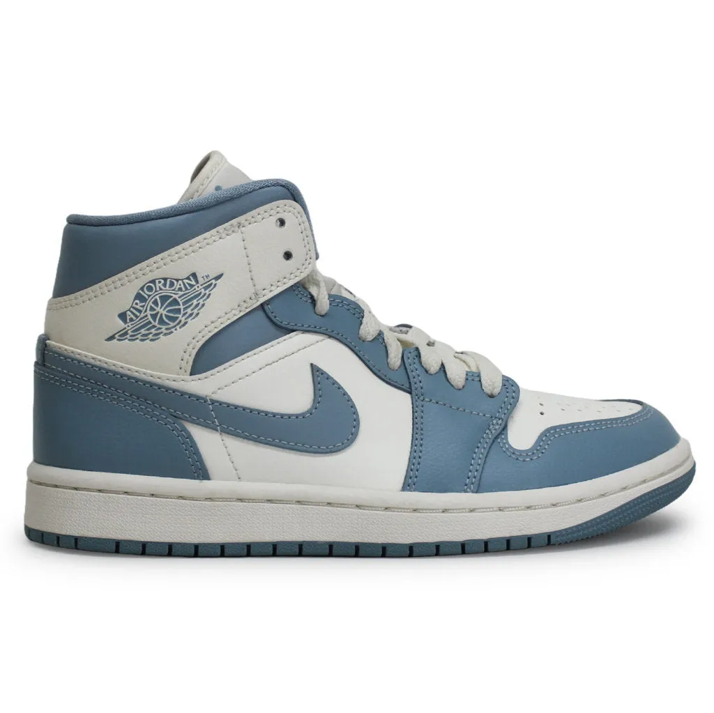 Air Jordan 1 Mid UNC Leather Womens Trainers White University Blue Sail