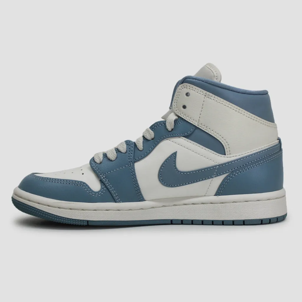 Air Jordan 1 Mid UNC Leather Womens Trainers White University Blue Sail