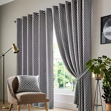 Alan Symonds Cotswold Jacquard Pair of Fully Lined Eyelet Curtains | Kaleidoscope