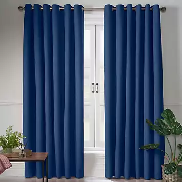 Alan Symonds Linen Look Pair of Blackout Eyelet Curtains | Kaleidoscope