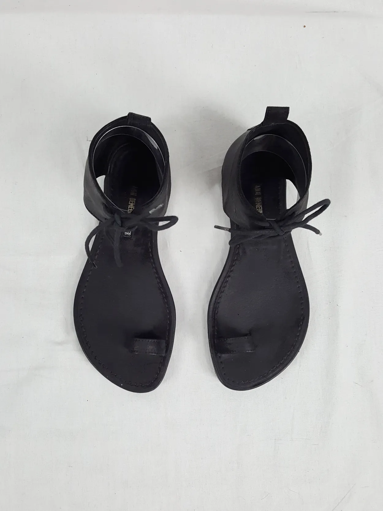 Ann Demeulemeester black lace-up sandals with toe strap (37)