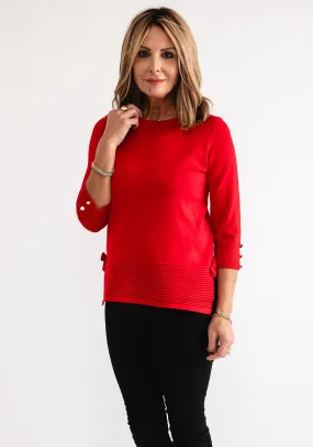 Anonymous Fine Knit Bow Trim Sweater, Red