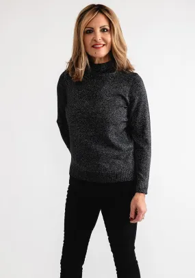 Anonymous Lurex High Neck Sweater, Black