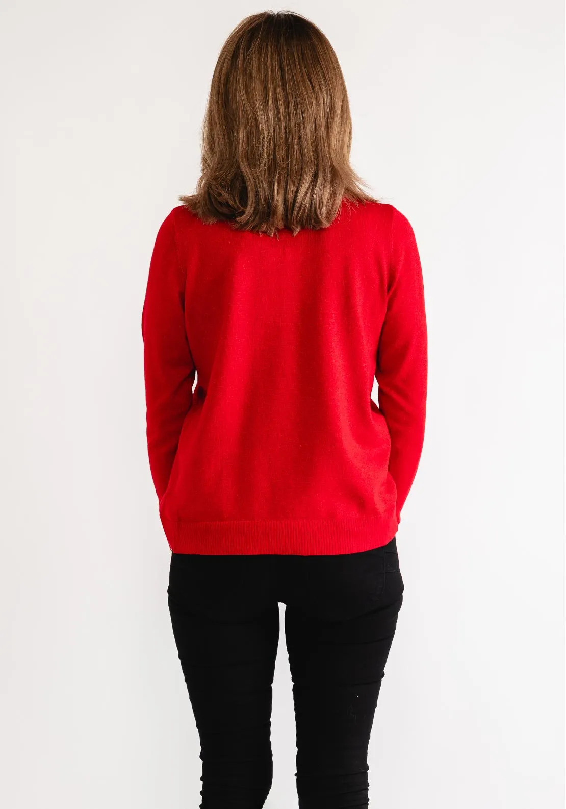 Anonymous Lurex Roll Neck Sweater, Red