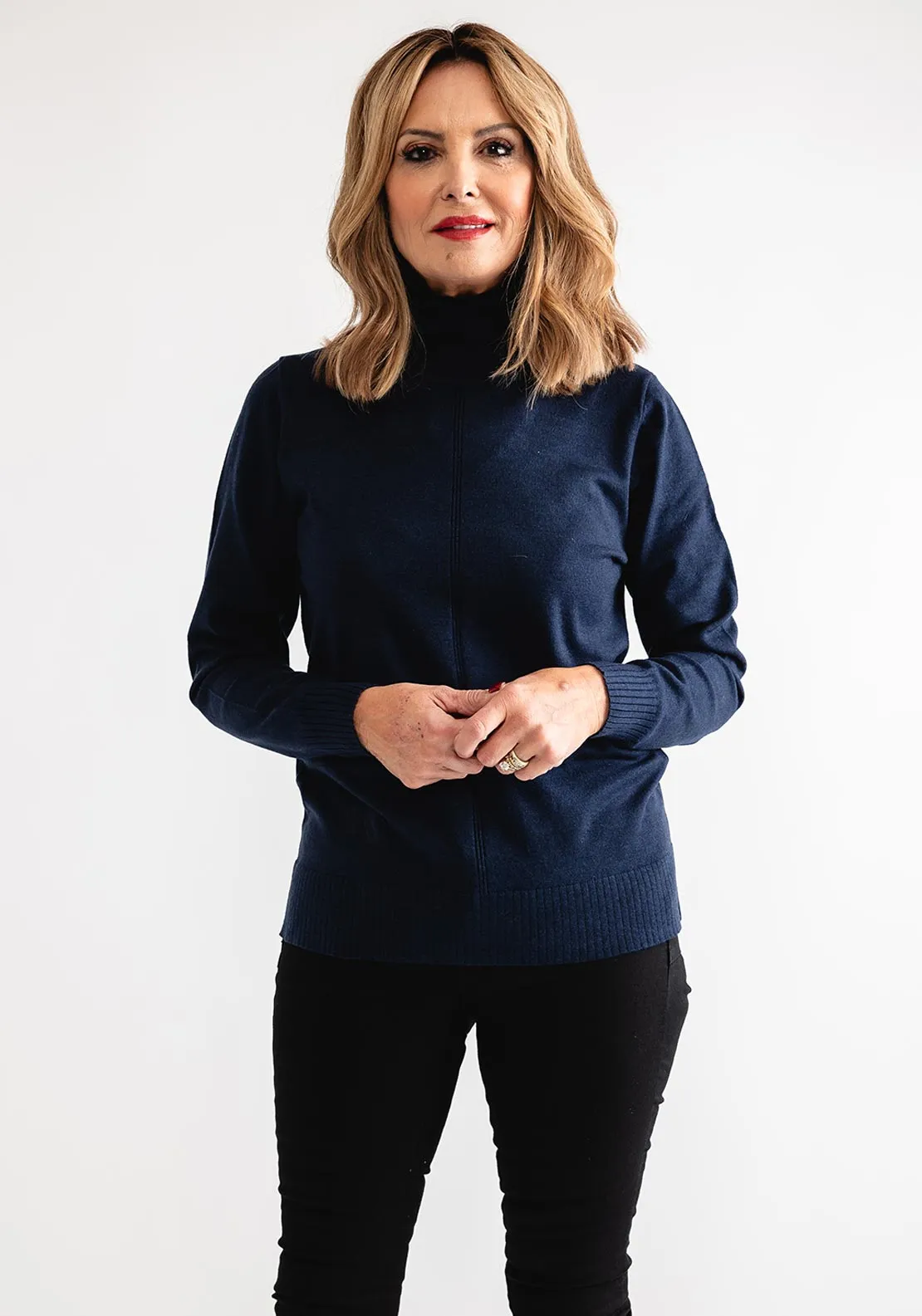 Barbara Lebek Polo Neck Sweater, Navy