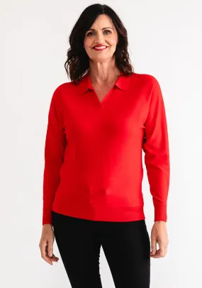 Barbara Lebek V Neck Knit Sweater, Red