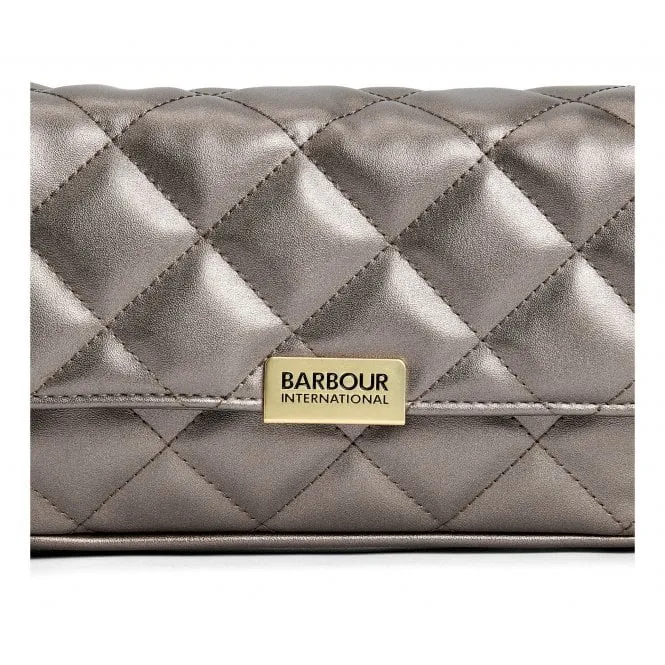 Barbour International  Womens Quilted Mini Soho Gun Metal Crossbody Bag LBA0437ME12