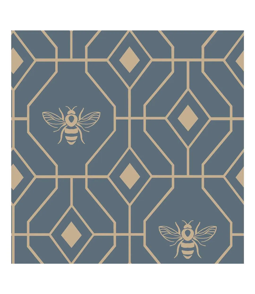 Bee deco geometric duvet cover set french blue Furn