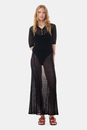 Black Pointelle Long Skirt