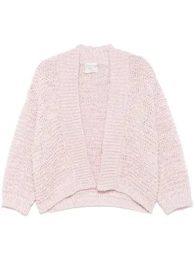 Boucl' chamois tape cardigan, rose