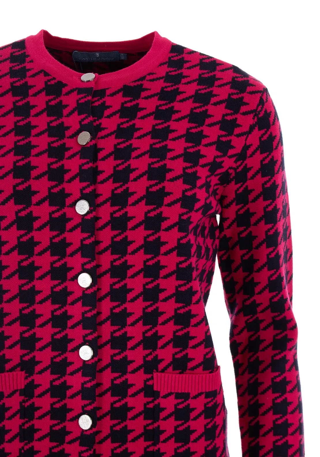 Castle of Ireland Houndstooth Button Up Cardigan, Pink