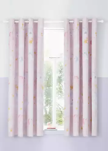 Catherine Lansfield Fairytale Unicorn Pair of Lined Eyelet Curtains | Kaleidoscope