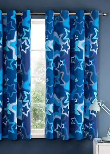 Catherine Lansfield Ombre Stars Pair of Lined Eyelet Curtains - 167 x 182cm | Kaleidoscope