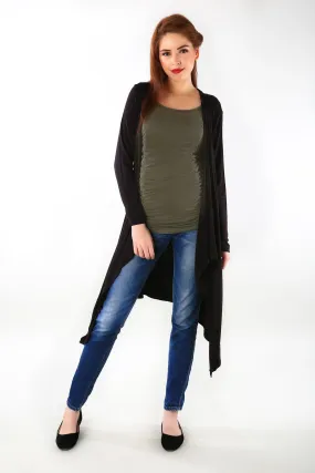 Classic Black Asymmetrical Maternity Cardigan