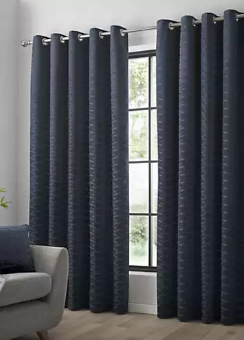 Curtina Kendal Jacquard Pair of Eyelet Curtains | Kaleidoscope