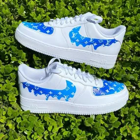 Custom Nike Air Force 1 blue louisvuitton