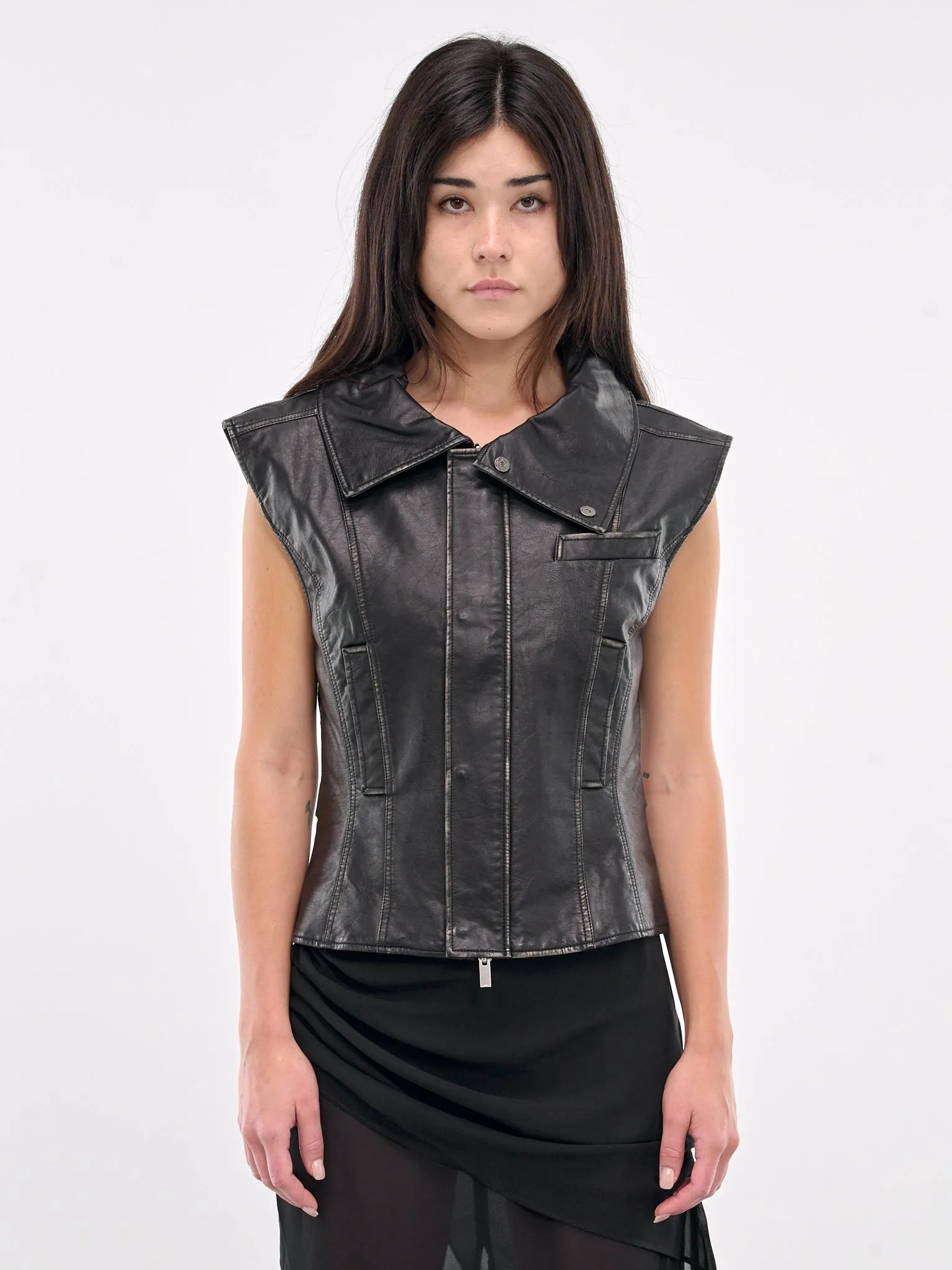 Faux Leather Vest (JA-05BK-BLACK)