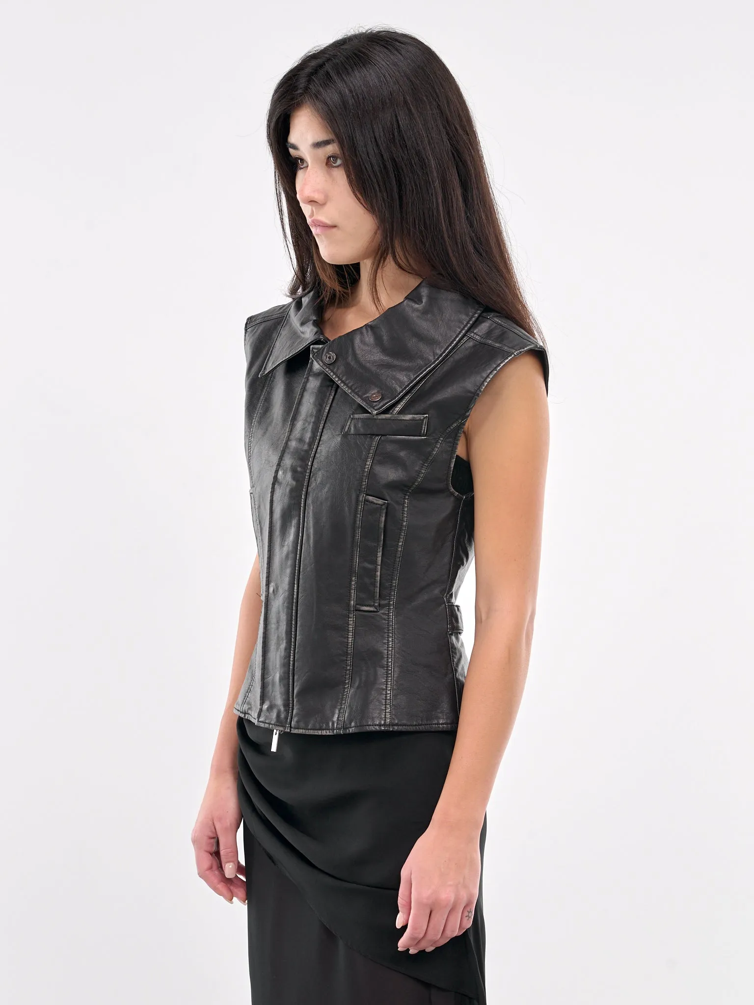 Faux Leather Vest (JA-05BK-BLACK)