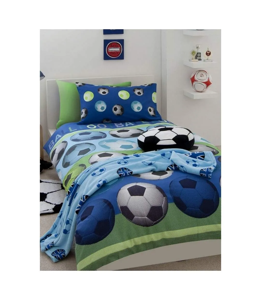 Football duvet cover set blue/green/white Catherine Lansfield