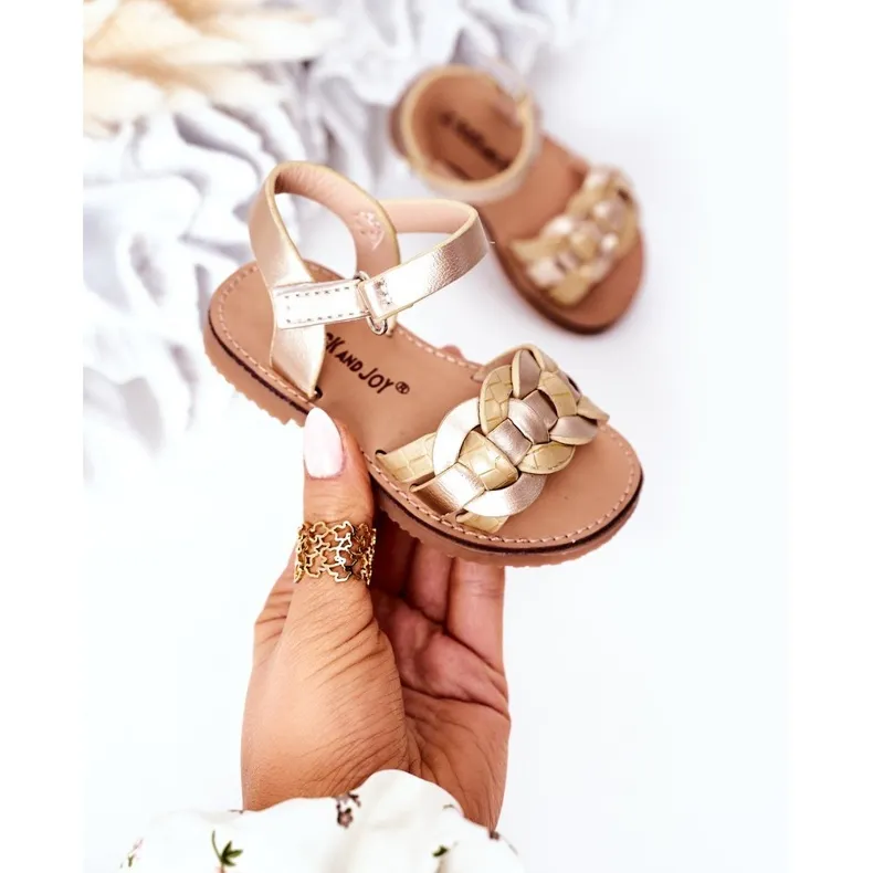 FR1 Children's Sandals With A Snake Pattern Golden Baxlee