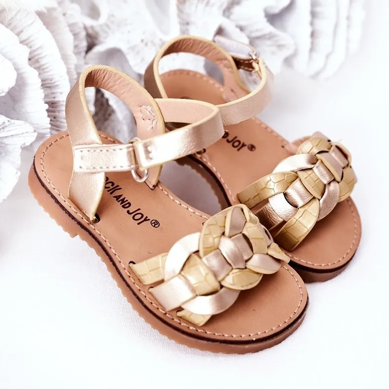 FR1 Children's Sandals With A Snake Pattern Golden Baxlee