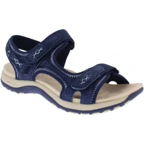 Free Spirit  Womens Frisco Navy Double Strap Riptape Sandals 40534