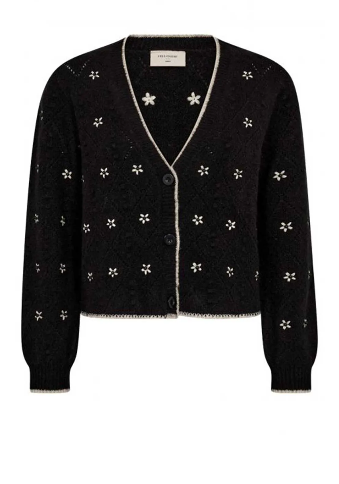 Freequent Stokke Flower Cardigan, Black