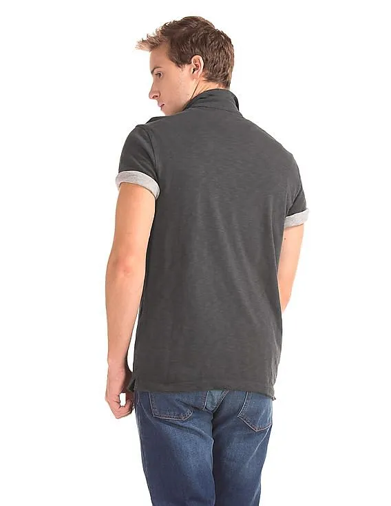 GAP Men Grey Slub Jersey Polo