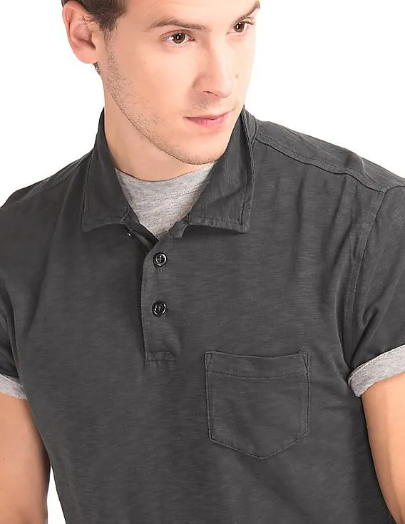 GAP Men Grey Slub Jersey Polo