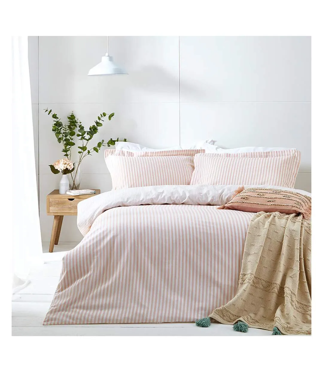 Hebden duvet cover set blush The Linen Yard