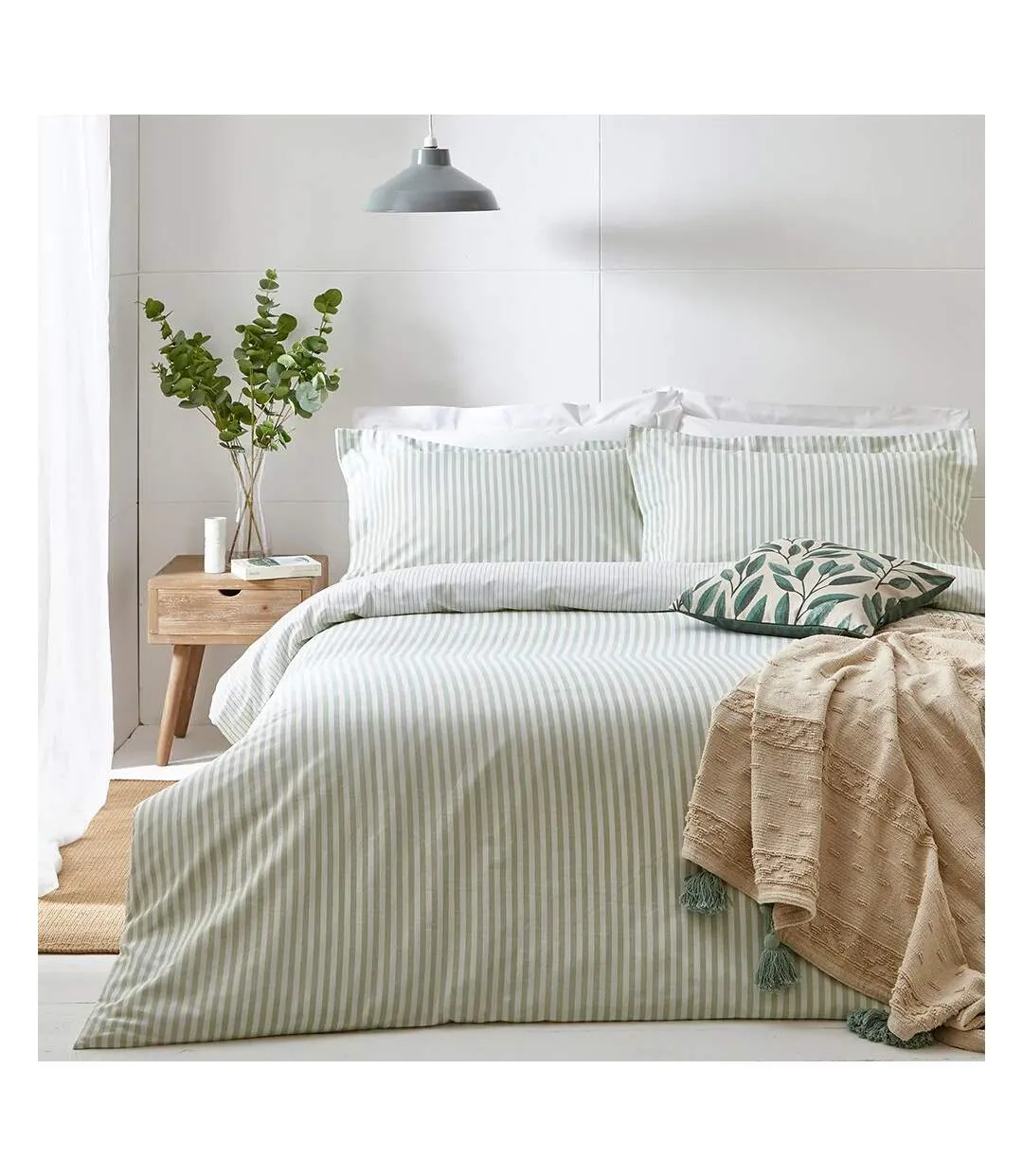 Hebden melange stripe duvet cover set grey The Linen Yard