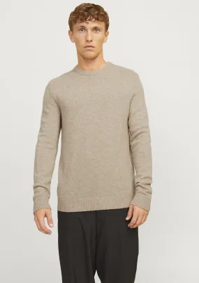 Jack & Jones Lambswool Knit Sweater, Oatmeal