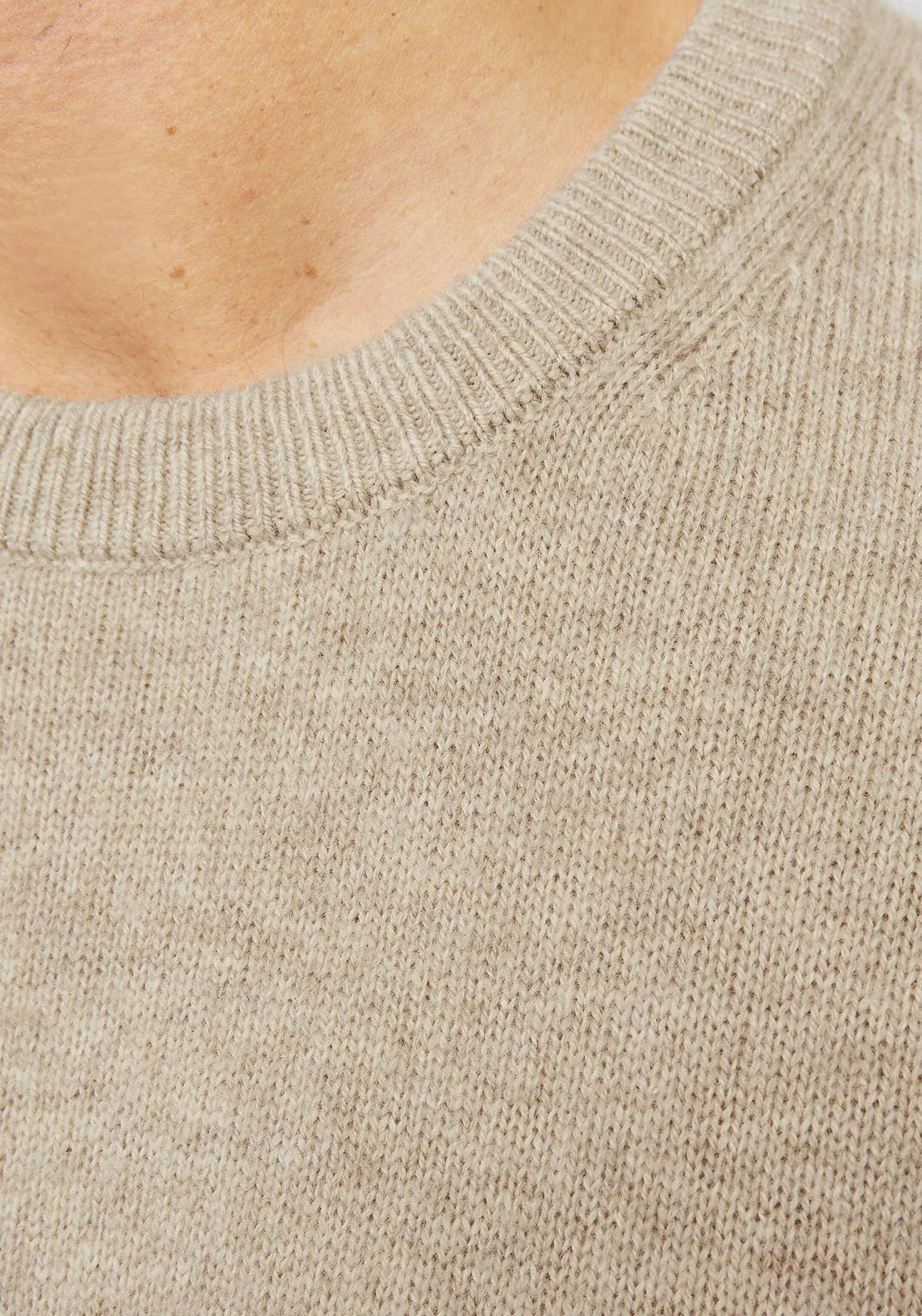 Jack & Jones Lambswool Knit Sweater, Oatmeal