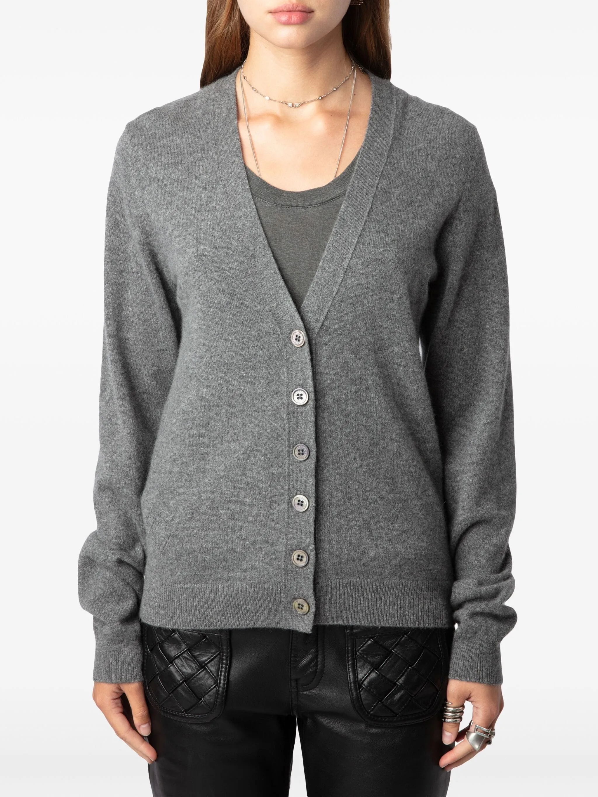 Jemmy Brod Patch Cashmere Cardigan, grey