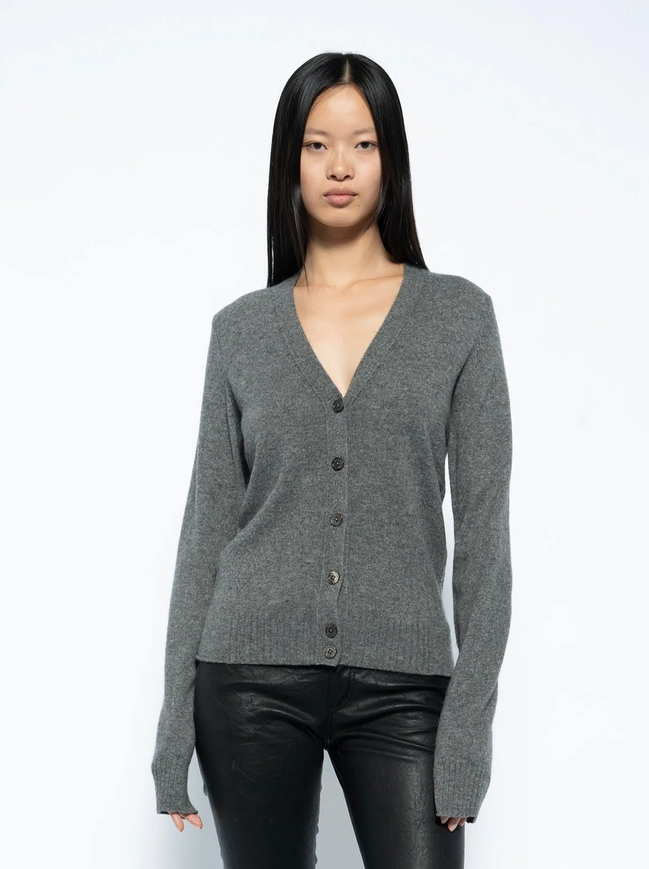 Jemmy Brod Patch Cashmere Cardigan, grey