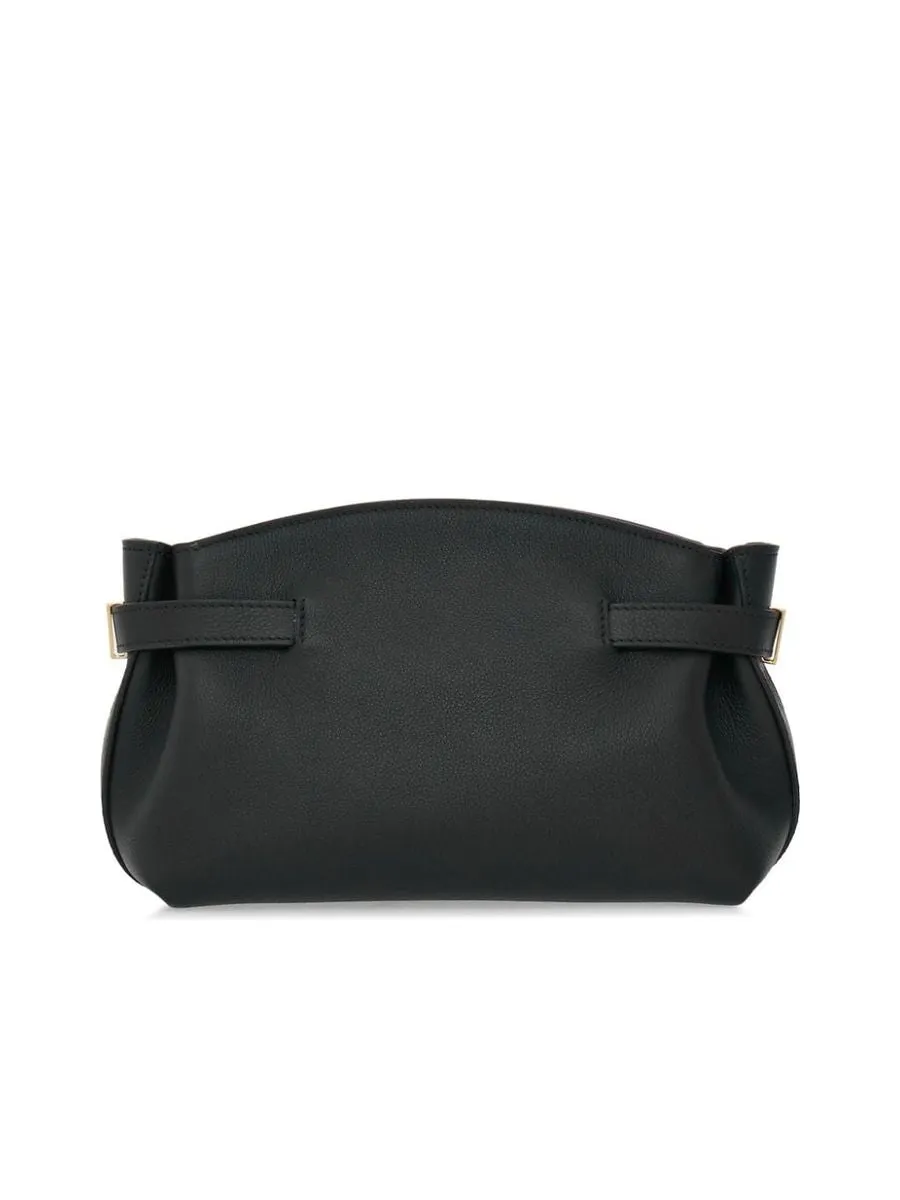 Jet Black Leather Shoulder Bag