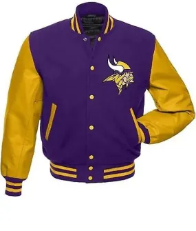 Letterman Minnesota Vikings Purple And Yellow Varsity Jacket