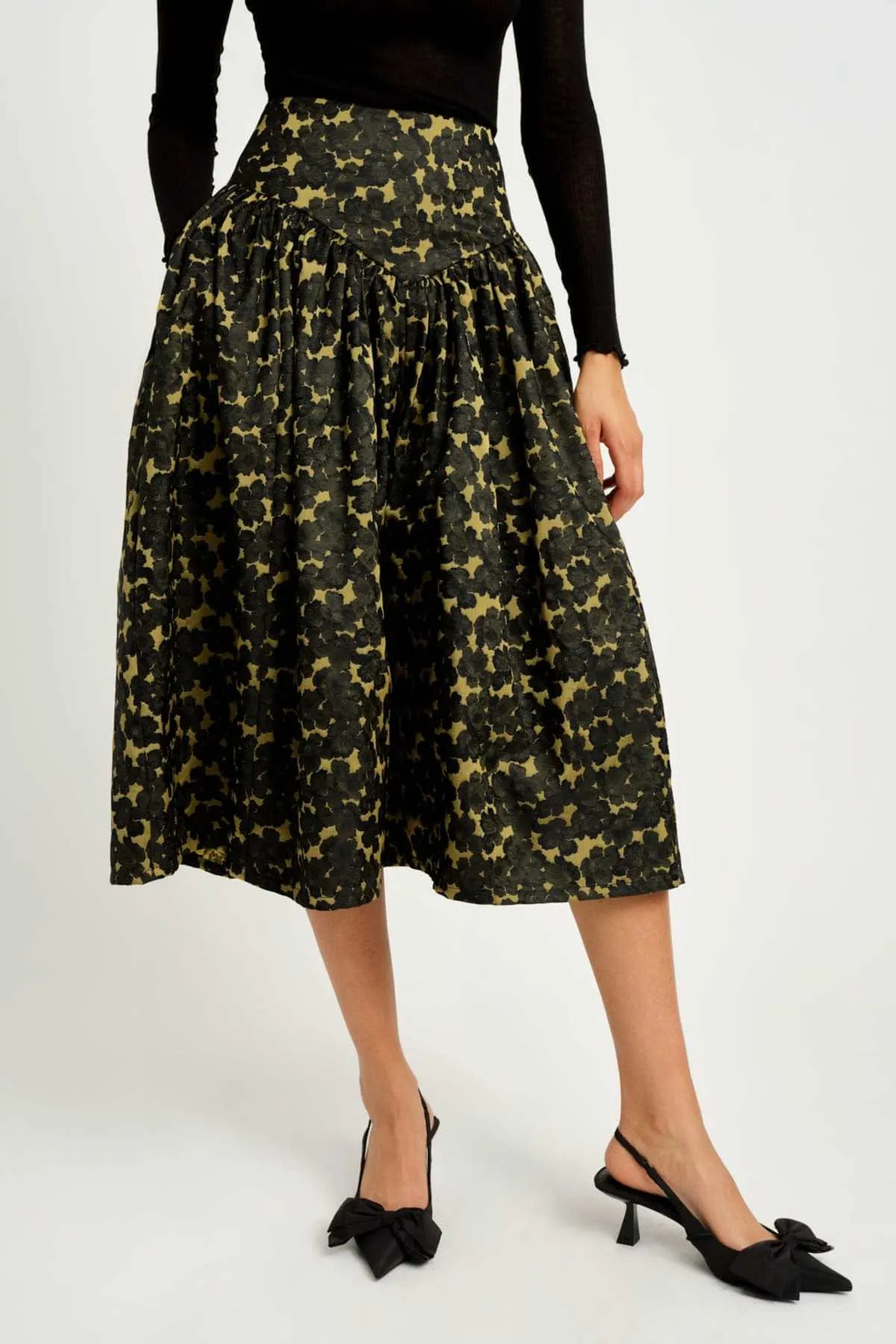 Lucille Skirt - Chartreuse Jacquard