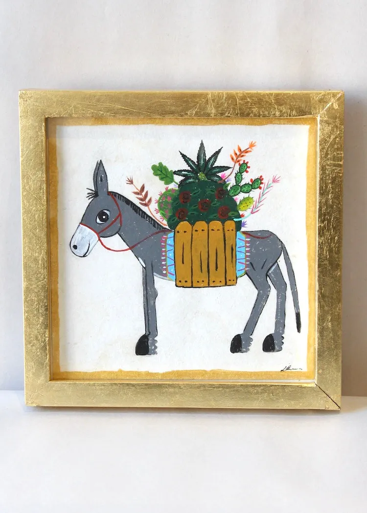 Luis Romero | Donkey with Blanket Framed Painting