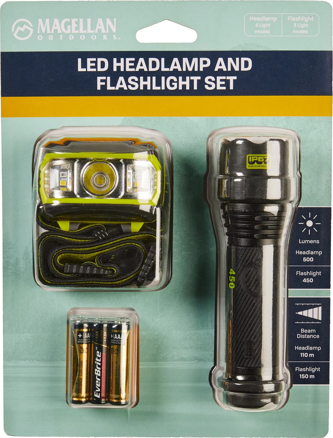 Magellan Outdoors 450 L Handheld Light and 500 L Headlamp