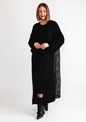 Malissa J Lace Tie Front Long Cardigan, Black