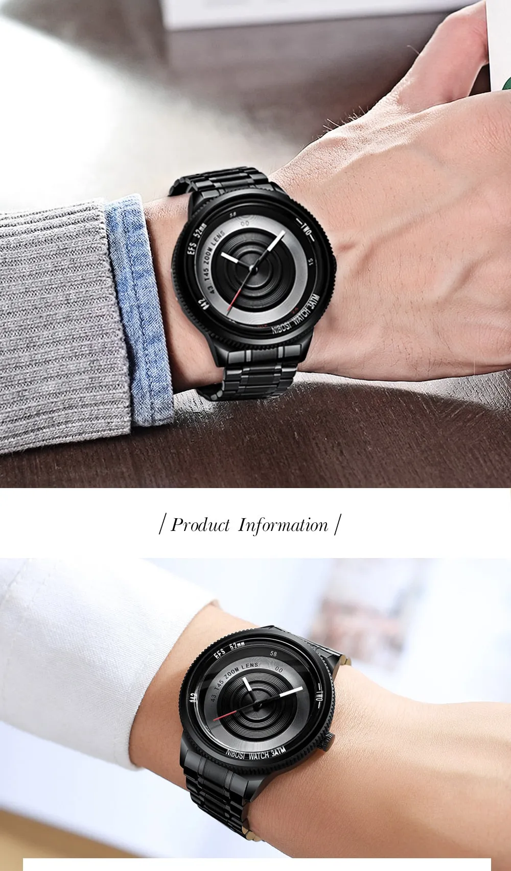 Mens Watch - Unique Camera Lens Style