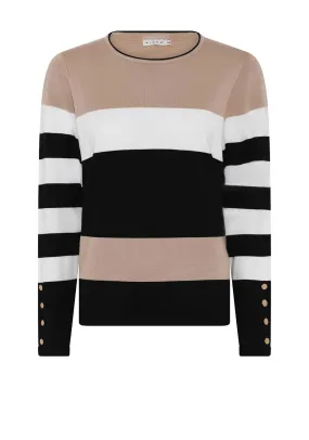 Micha Colour Block Striped Sweater, Beige