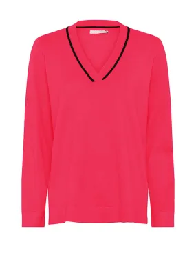 Micha V Neck Sweater, Cerise Pink