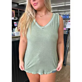 Mineral Wash Comfy Olive Tank