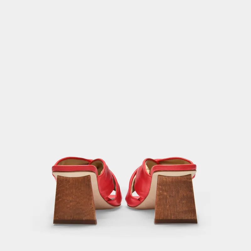 Mules Naomi En Cuir Rouge