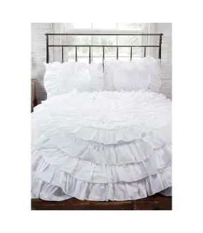 Naya ruffled duvet cover set white Rapport