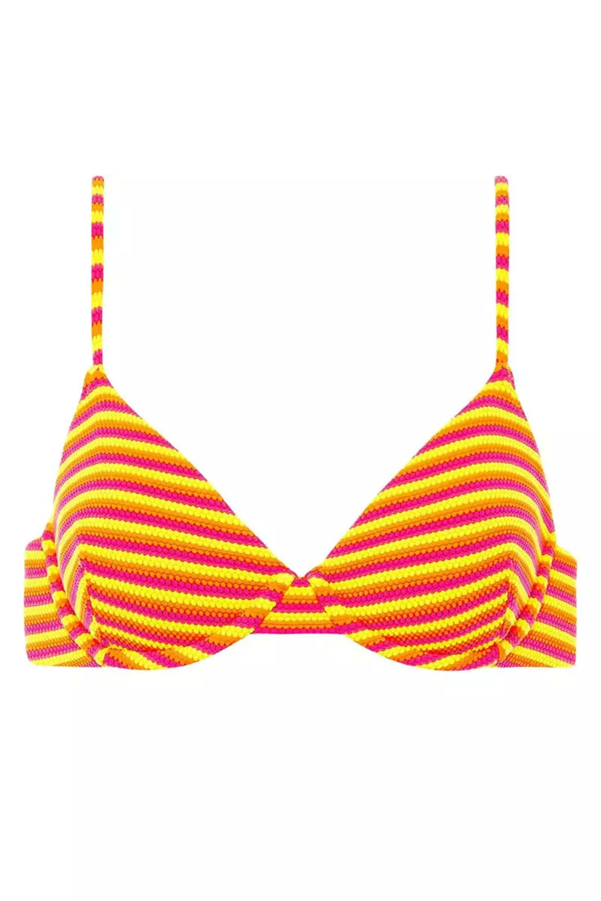 Neon Stripe Dainty Bikini Top - Orange/Yellow 