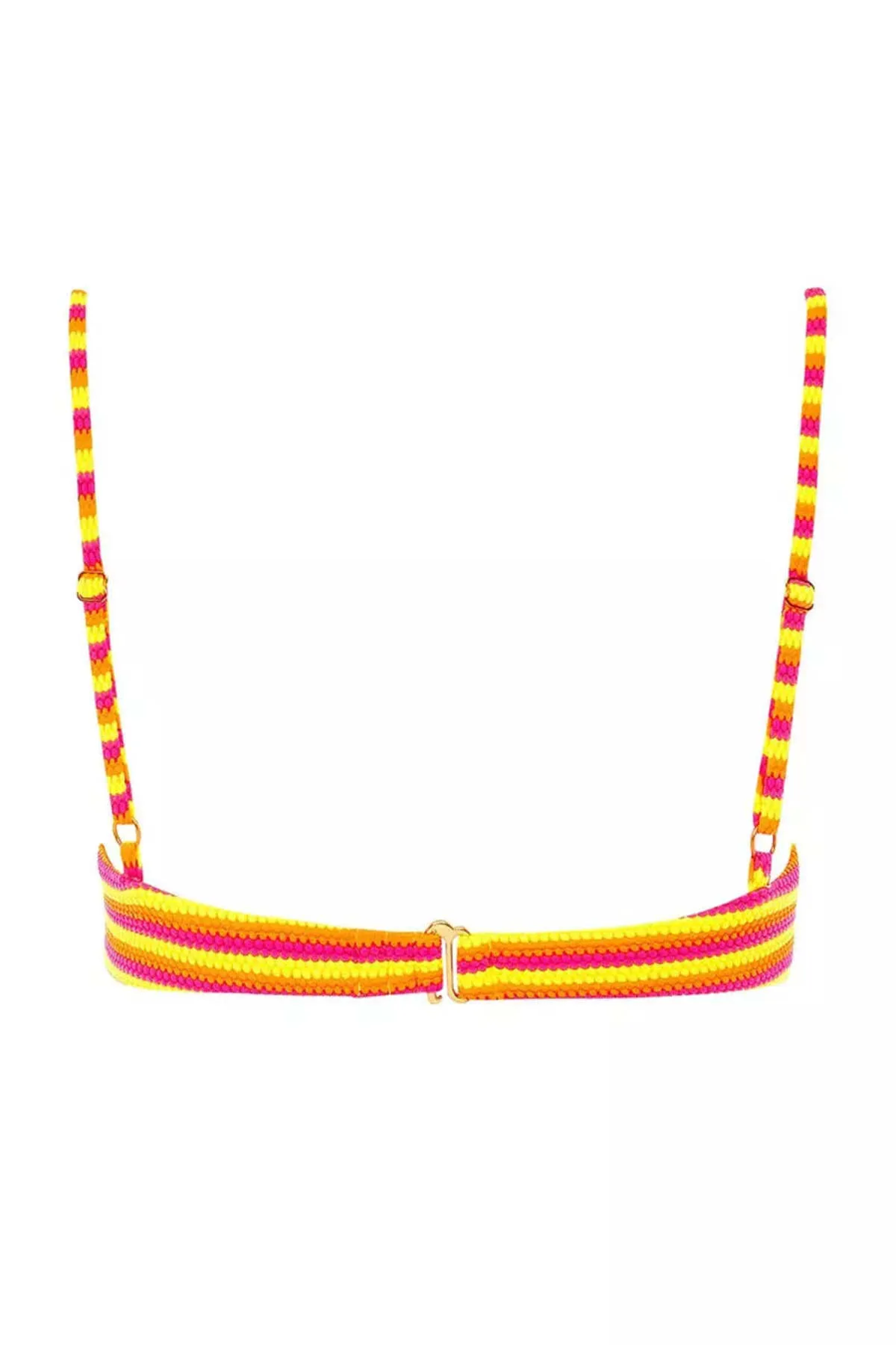 Neon Stripe Dainty Bikini Top - Orange/Yellow 