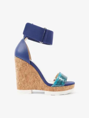 Neston Platform Wedge Sandals 120 Blue  Python EU 37 UK 4